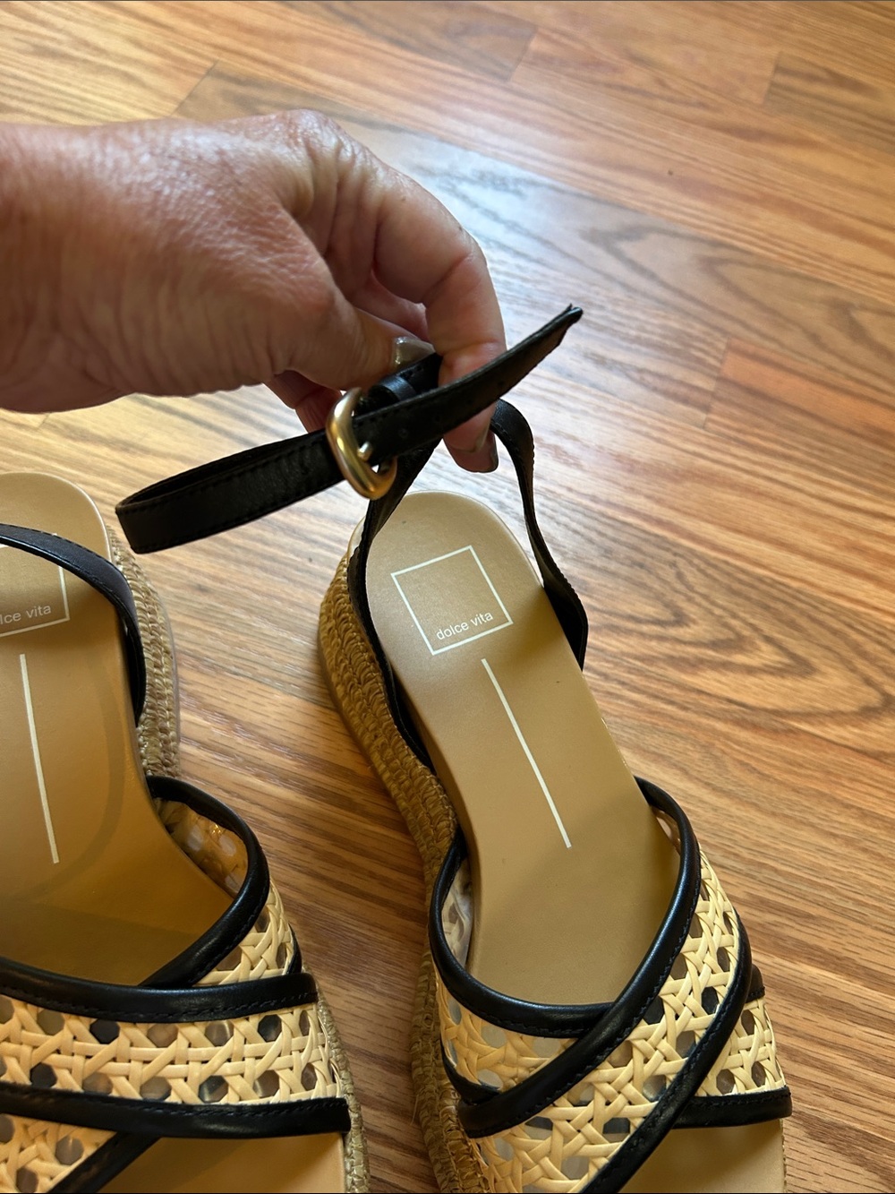 Dolce Vita Woven Platform Sandals - Black and Natural - Picture 2 of 4